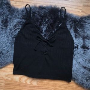 Brandy Melville black lace up crop tank top